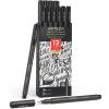 ARTEZA Felt-Tip Brush Pens, Set of 12 Nontoxic Black Markers, Quick-Dry and Smear-Proof(1 Count (Pack of 12))