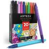 imageARTEZA Gel Pens Colored Set of 20 Retractable Pens Assorted Colors for Writing in a Notebook Journal PlannerAssorted Colors