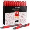 ARTEZA Red Gel Pens Pack of 24, 0.7mm Medium Point, Quick Drying Ink for Smooth Writing, Office & School Supplies(1 Count (Pack of 24))