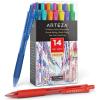 Arteza Colored Gel Pens, Pack of 24, 10 Vintage and 14 Vibrant Colors, Fine 0.7 mm Tip, Retractable, Art Supplies for Journaling, Drawing, Doodling, and Notetaking(1 Count (Pack of 14))