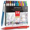 Arteza Colored Gel Pens, Pack of 24, 10 Vintage and 14 Vibrant Colors, Fine 0.7 mm Tip, Retractable, Art Supplies for Journaling, Drawing, Doodling, and Notetaking(1 Count (Pack of 24))