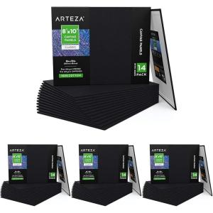 ARTEZA Black Canvas Boards for Painting, 8 x 10 Inches, Pack of 14, Blank Canvas Panels for Acrylic, Oil and Gouache Painting(14 Count (Pack of 4))