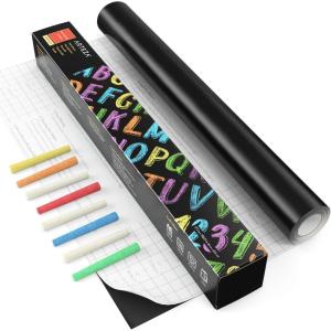 ARTEZA Black Chalkboard Peel and Stick Wall Sticker, 16 Feet x 17.7 Inches
