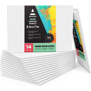 ARTEZA Canvas Boards for Painting, 8 x 10 Inches, Pack of 28, Blank White Canvas Panels for Acrylic, Oil and Gouache Painting(5 x 7 (Pack of 14))