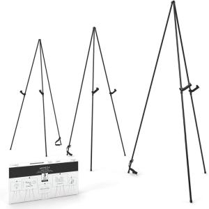 ARTEZA Display Stand, Pack of 3, 63-Inch Height, Black, Portable Easels for Trade Shows, Presentations, Art Displays(3 Pack)