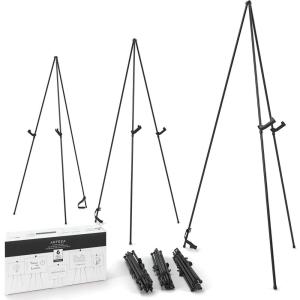 ARTEZA Display Stand, Pack of 3, 63-Inch Height, Black, Portable Easels for Trade Shows, Presentations, Art Displays(6 Pack)