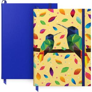 ARTEZA Dotted Journals, Pack of 2, 6×8 Inches, 96 Sheets, Cobalt Blue and Gray, Hardcover Notebooks with Smooth Paper(Bird & Cobalt Blue)
