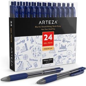 ARTEZA Gel Pen Refills, Pack of 50 – Blue Ink Rollerball Refills with Fine Tip, Quick-Drying, Non-Toxic, for Office, School & Everyday Writing(24 Pack)