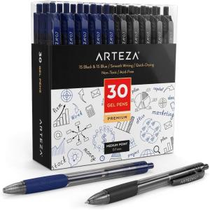 ARTEZA Gel Pen Refills, Pack of 50 – Blue Ink Rollerball Refills with Fine Tip, Quick-Drying, Non-Toxic, for Office, School & Everyday Writing(30 Pack)