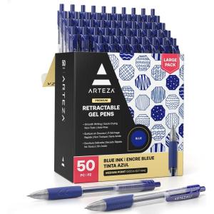ARTEZA Gel Pen Refills, Pack of 50 – Blue Ink Rollerball Refills with Fine Tip, Quick-Drying, Non-Toxic, for Office, School & Everyday Writing(50 Pack)