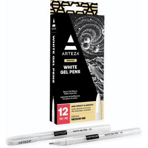 ARTEZA Gel Pens, Set of 60 – Fine Point Colored Ink Pens for Journaling, Adult Coloring, Note-Taking & Decorative Writing, Variety of Finishes(Set of 12)