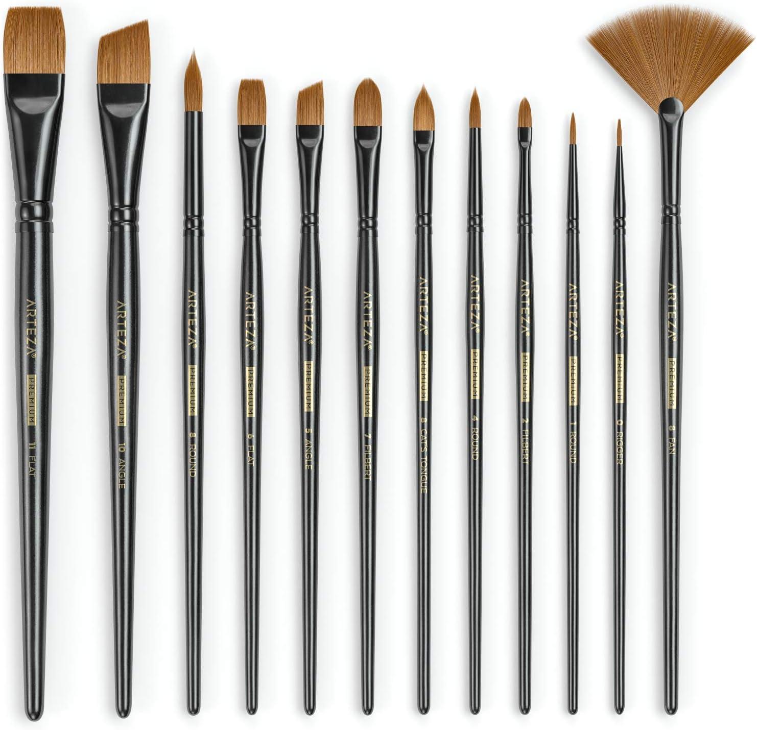 imageARTEZA Paint Brush Set 72 Brushes with Foam Flat ampamp Detail Tips Mixed Handles Art Brushes for Watercolor Acrylic on Canvas Paper or WoodAcrylic  Oil