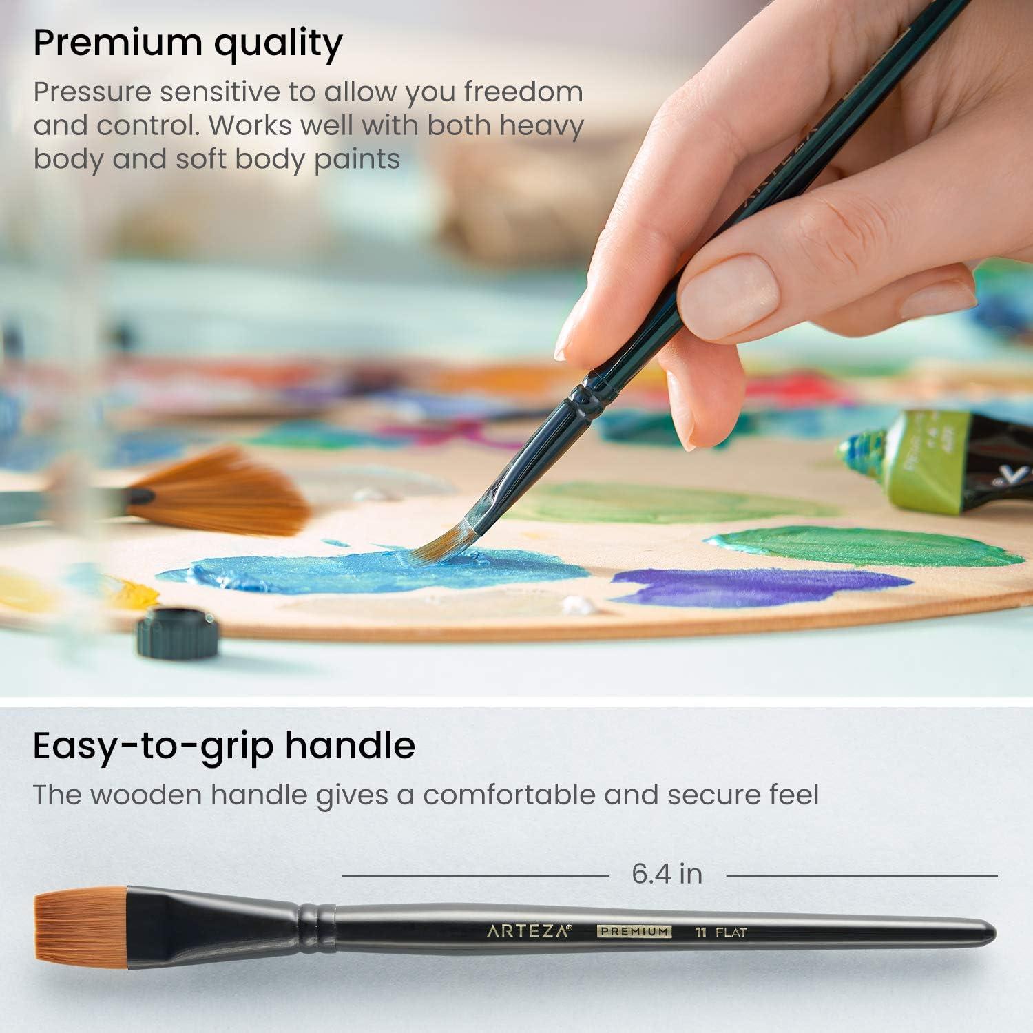 imageARTEZA Paint Brush Set 72 Brushes with Foam Flat ampamp Detail Tips Mixed Handles Art Brushes for Watercolor Acrylic on Canvas Paper or WoodAcrylic  Oil