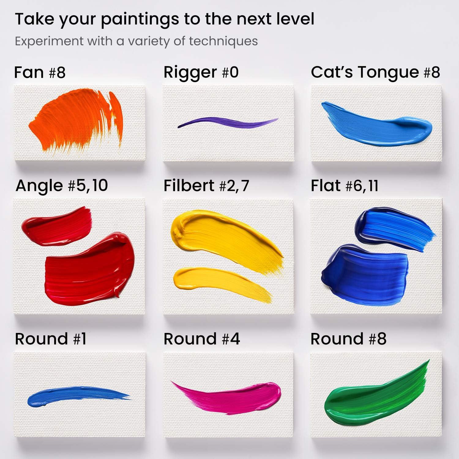 imageARTEZA Paint Brush Set 72 Brushes with Foam Flat ampamp Detail Tips Mixed Handles Art Brushes for Watercolor Acrylic on Canvas Paper or WoodAcrylic  Oil