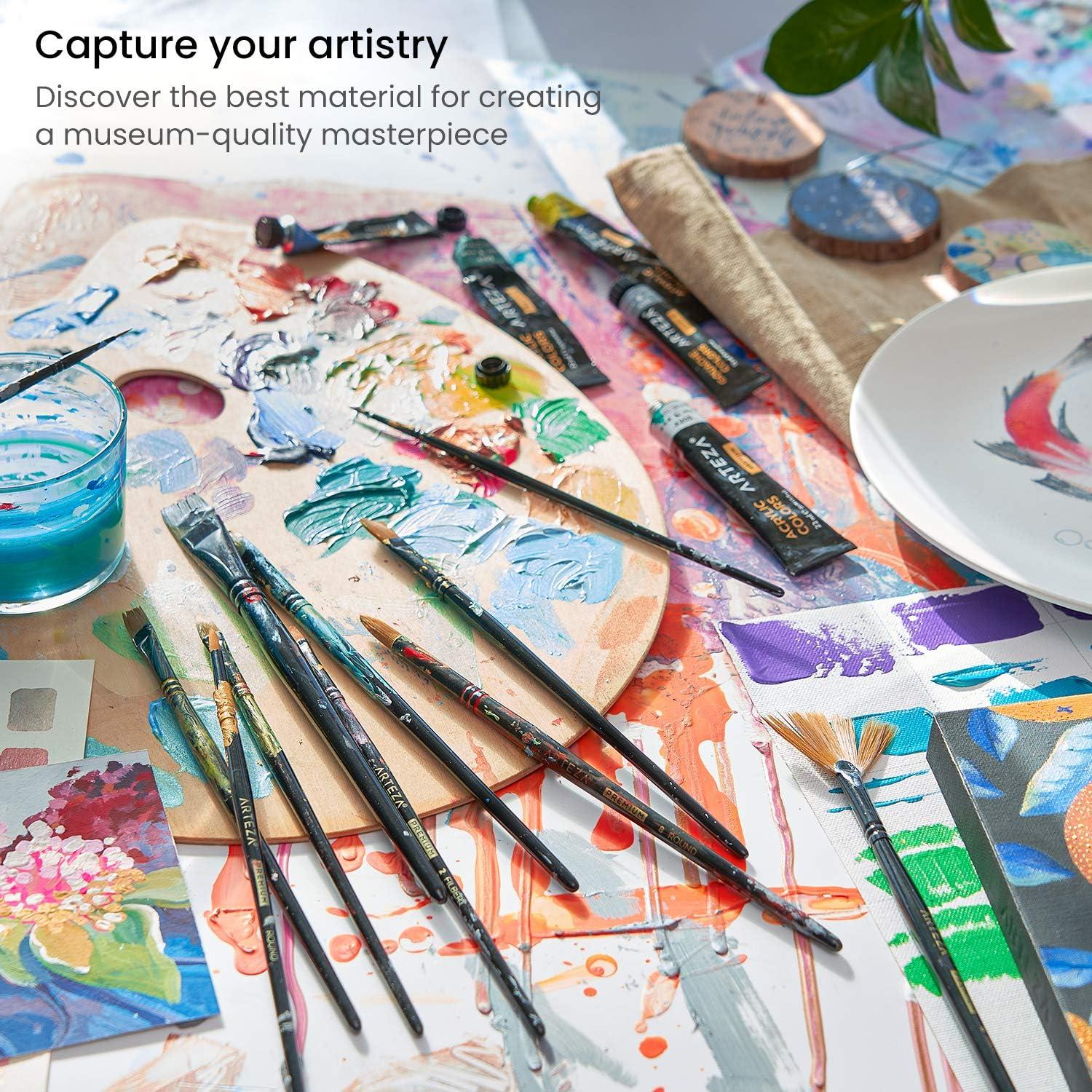 imageARTEZA Paint Brush Set 72 Brushes with Foam Flat ampamp Detail Tips Mixed Handles Art Brushes for Watercolor Acrylic on Canvas Paper or WoodAcrylic  Oil