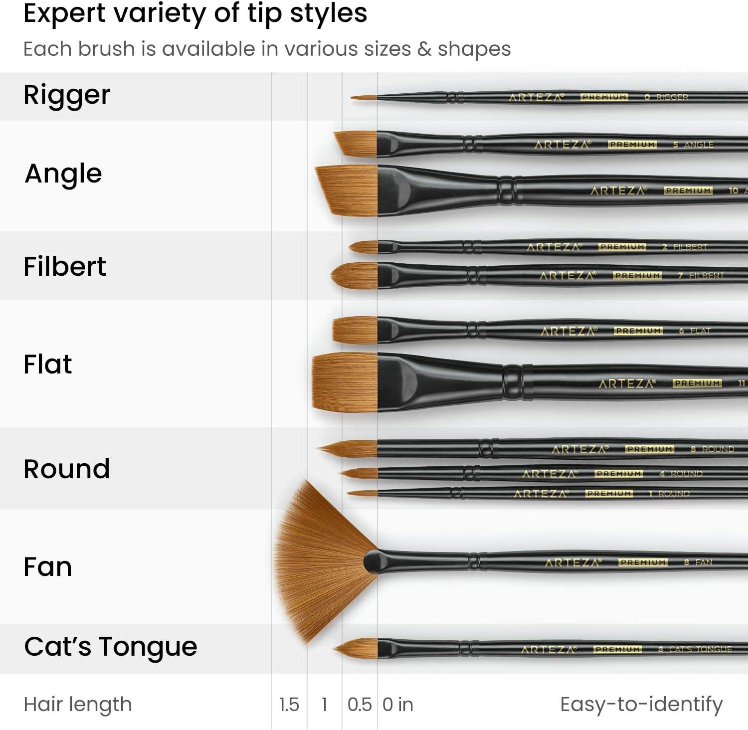 imageARTEZA Paint Brush Set 72 Brushes with Foam Flat ampamp Detail Tips Mixed Handles Art Brushes for Watercolor Acrylic on Canvas Paper or WoodAcrylic  Oil