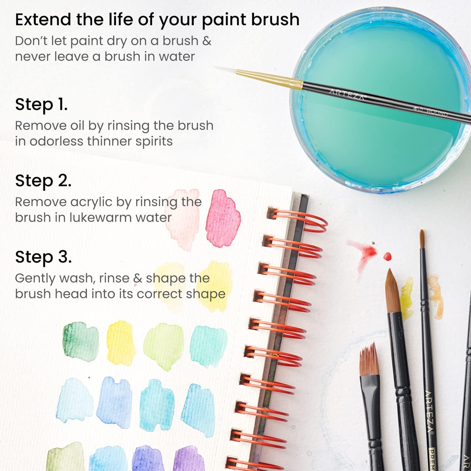 imageARTEZA Paint Brush Set 72 Brushes with Foam Flat ampamp Detail Tips Mixed Handles Art Brushes for Watercolor Acrylic on Canvas Paper or WoodDetail Paint Brushes