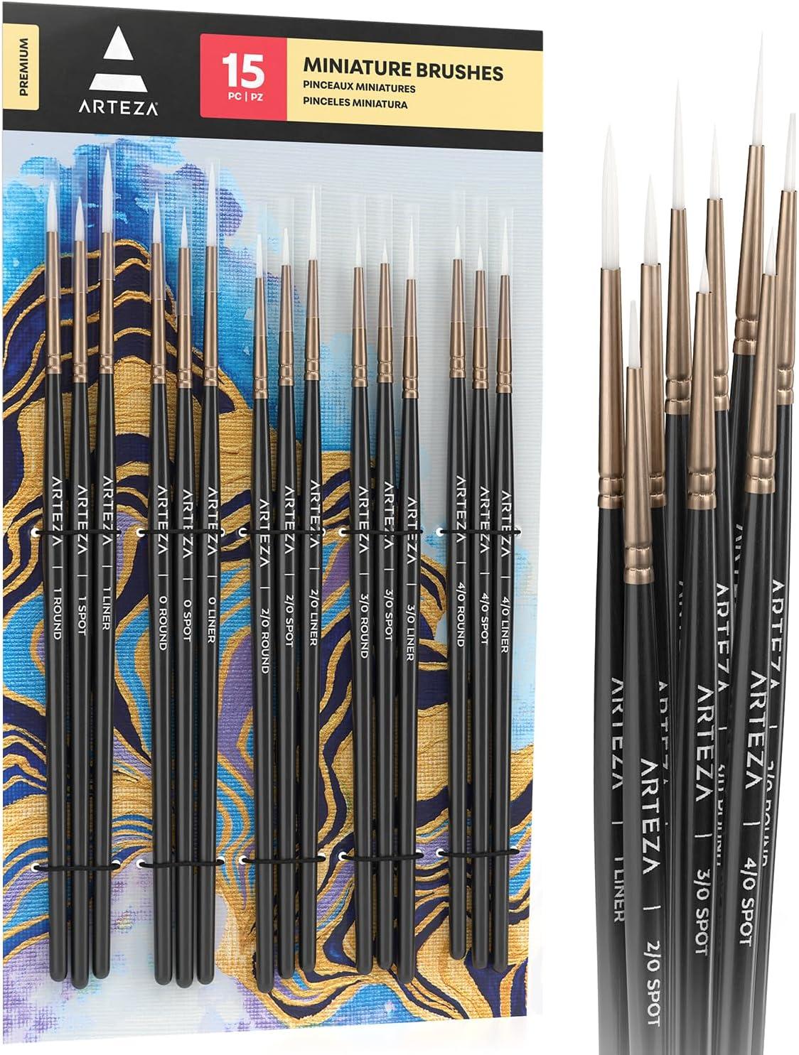 imageARTEZA Paint Brush Set 72 Brushes with Foam Flat ampamp Detail Tips Mixed Handles Art Brushes for Watercolor Acrylic on Canvas Paper or WoodDetail Paint Brushes