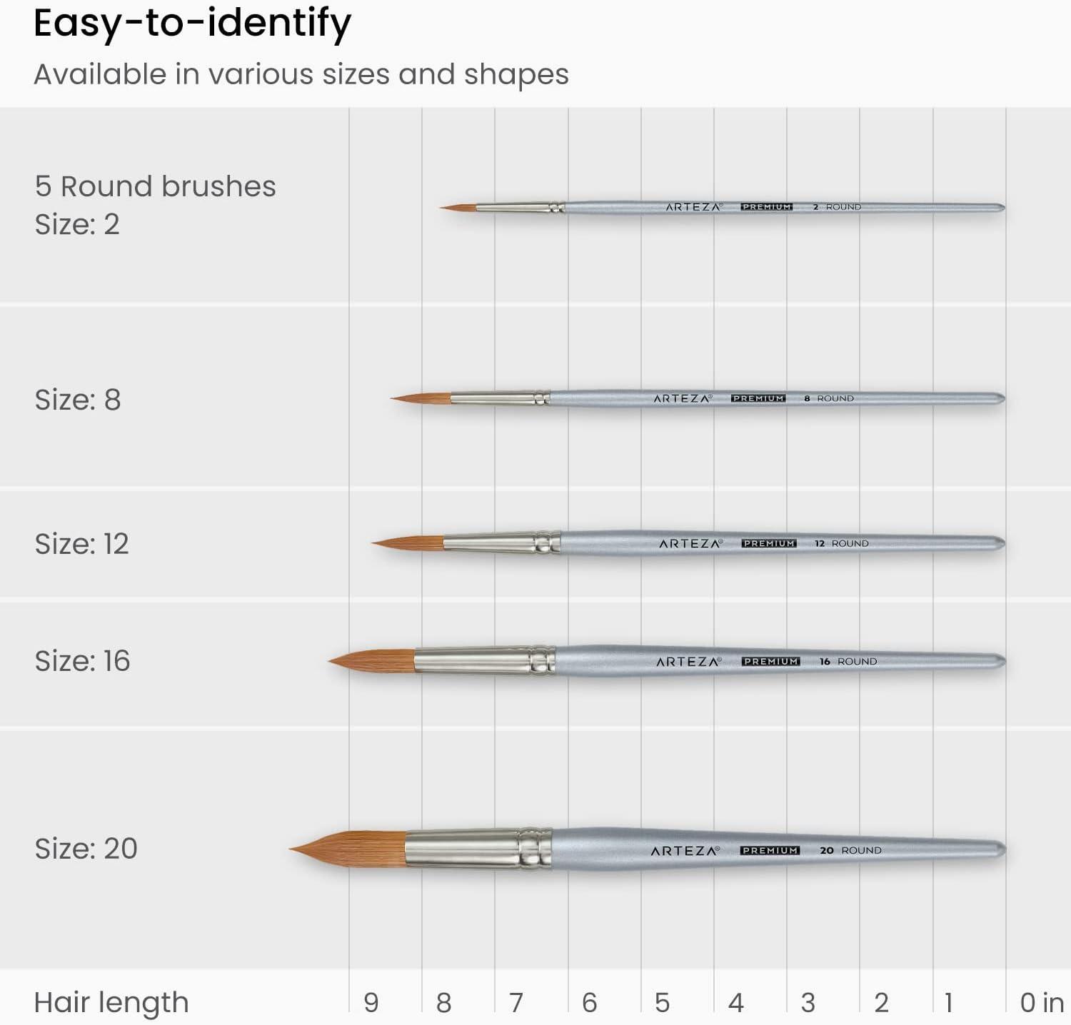 imageARTEZA Paint Brush Set 72 Brushes with Foam Flat ampamp Detail Tips Mixed Handles Art Brushes for Watercolor Acrylic on Canvas Paper or WoodWatercolor Brushes Set A