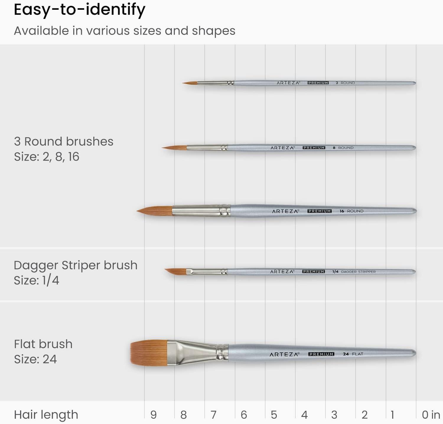 imageARTEZA Paint Brush Set 72 Brushes with Foam Flat ampamp Detail Tips Mixed Handles Art Brushes for Watercolor Acrylic on Canvas Paper or WoodWatercolor Brushes Set B