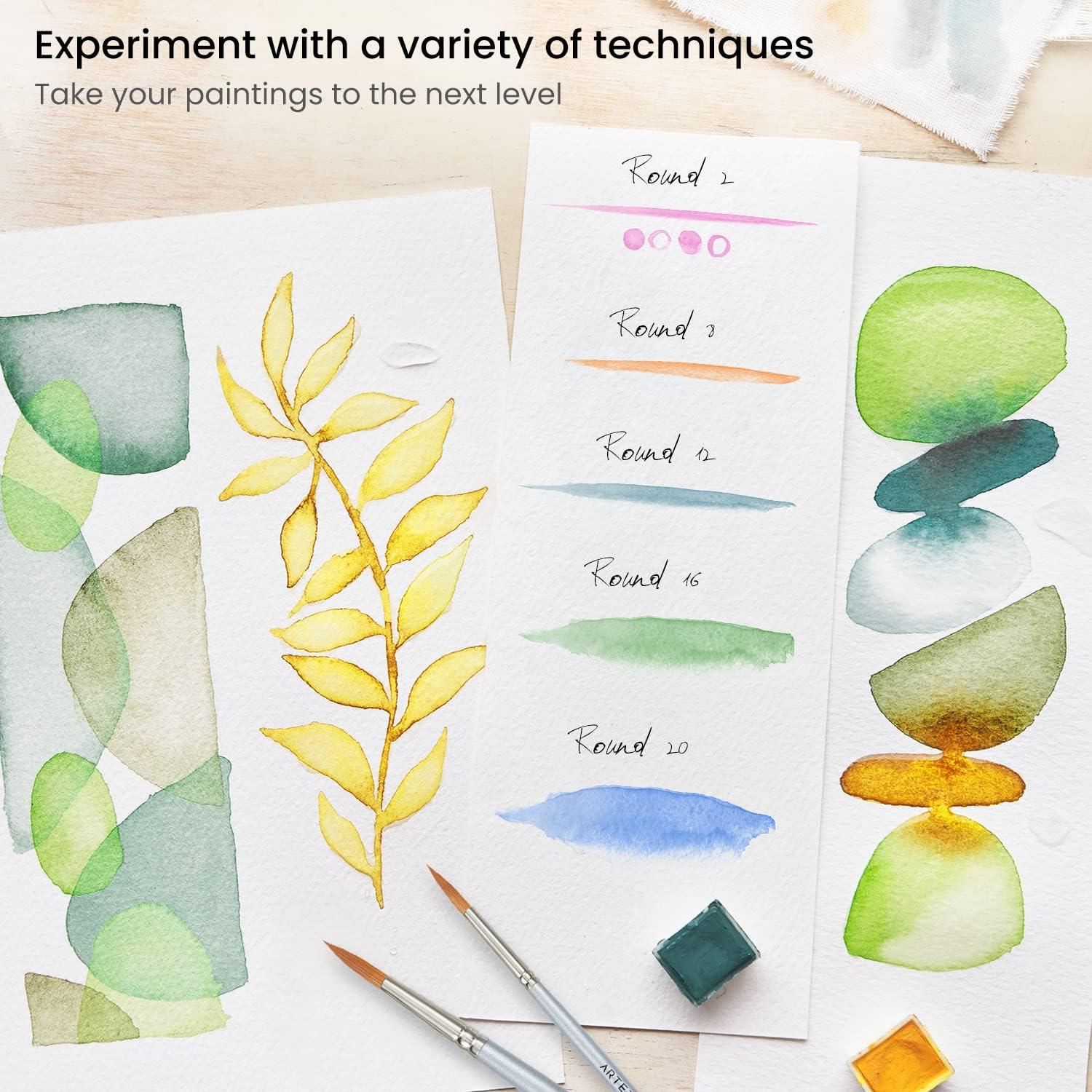imageARTEZA Paint Brush Set 72 Brushes with Foam Flat ampamp Detail Tips Mixed Handles Art Brushes for Watercolor Acrylic on Canvas Paper or WoodWatercolor Brushes Set A