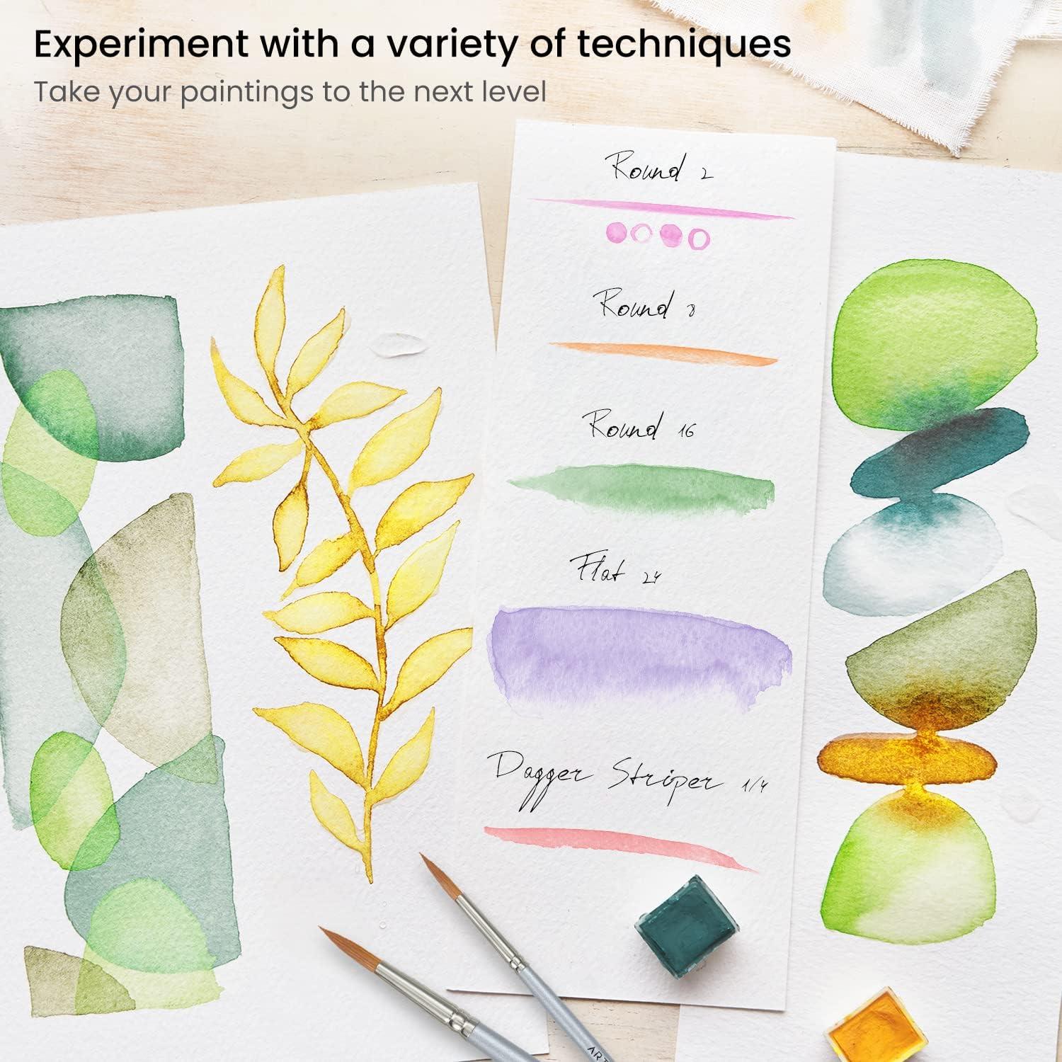 imageARTEZA Paint Brush Set 72 Brushes with Foam Flat ampamp Detail Tips Mixed Handles Art Brushes for Watercolor Acrylic on Canvas Paper or WoodWatercolor Brushes Set B