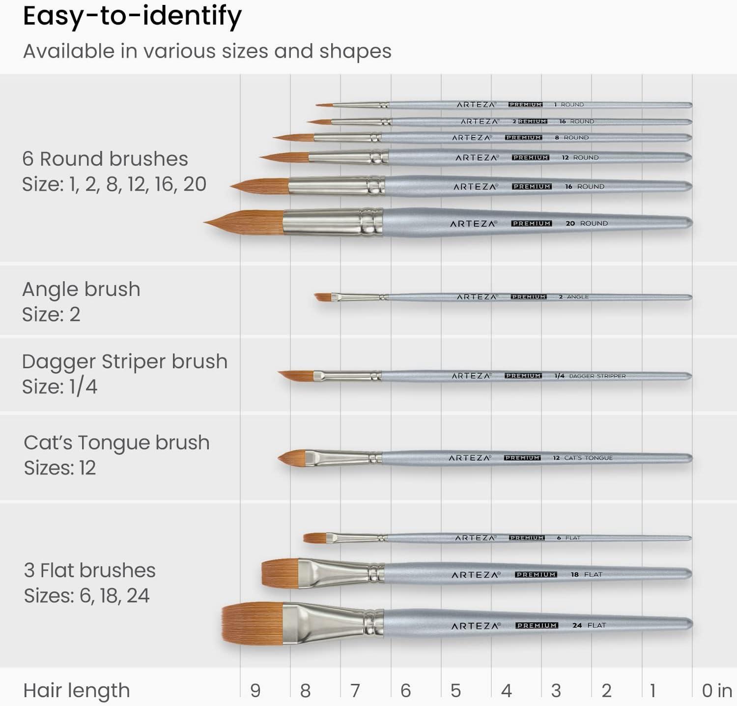 imageARTEZA Paint Brush Set 72 Brushes with Foam Flat ampamp Detail Tips Mixed Handles Art Brushes for Watercolor Acrylic on Canvas Paper or WoodWatercolor Set