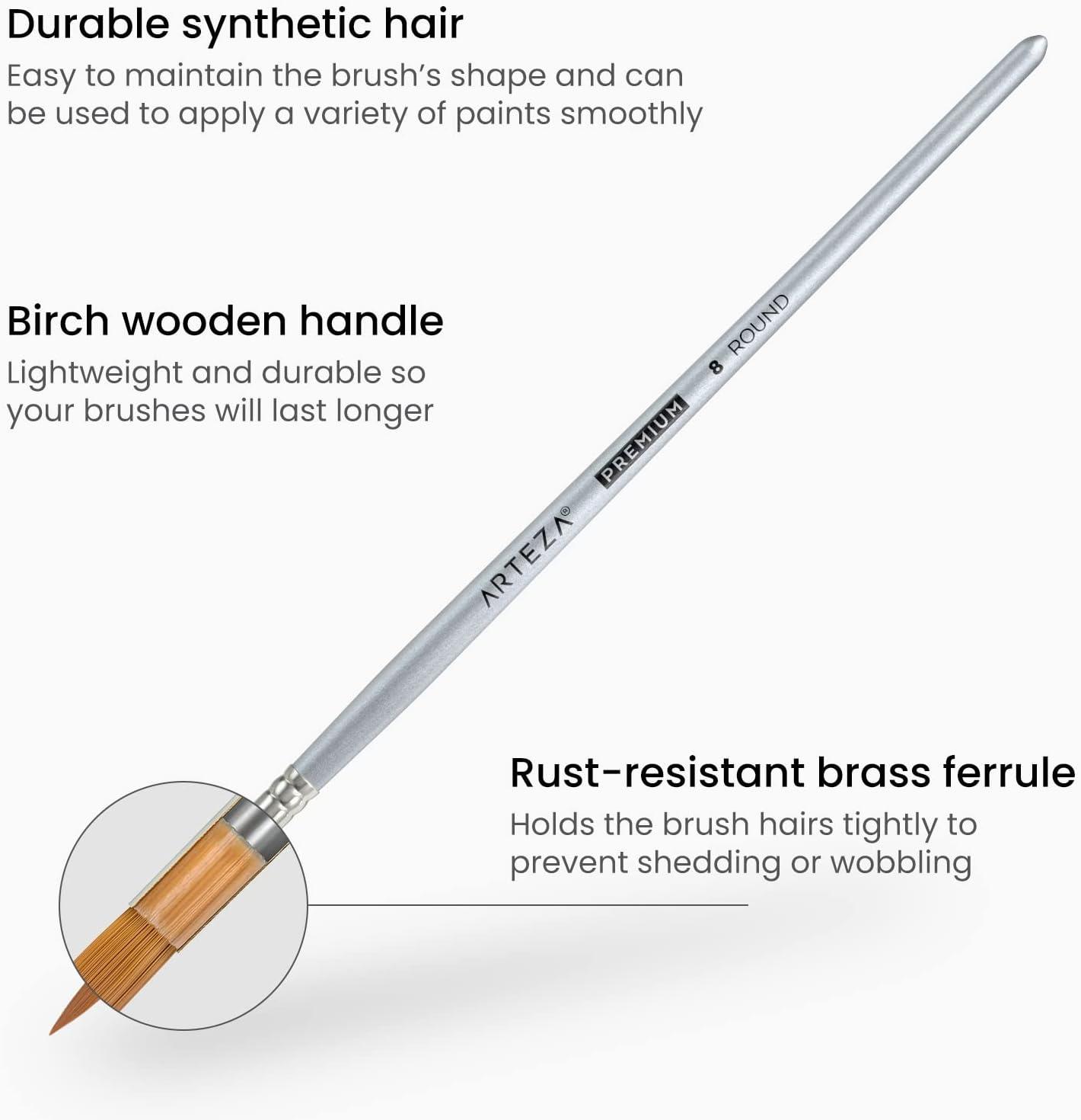 imageARTEZA Paint Brush Set 72 Brushes with Foam Flat ampamp Detail Tips Mixed Handles Art Brushes for Watercolor Acrylic on Canvas Paper or WoodWatercolor Brushes Set B