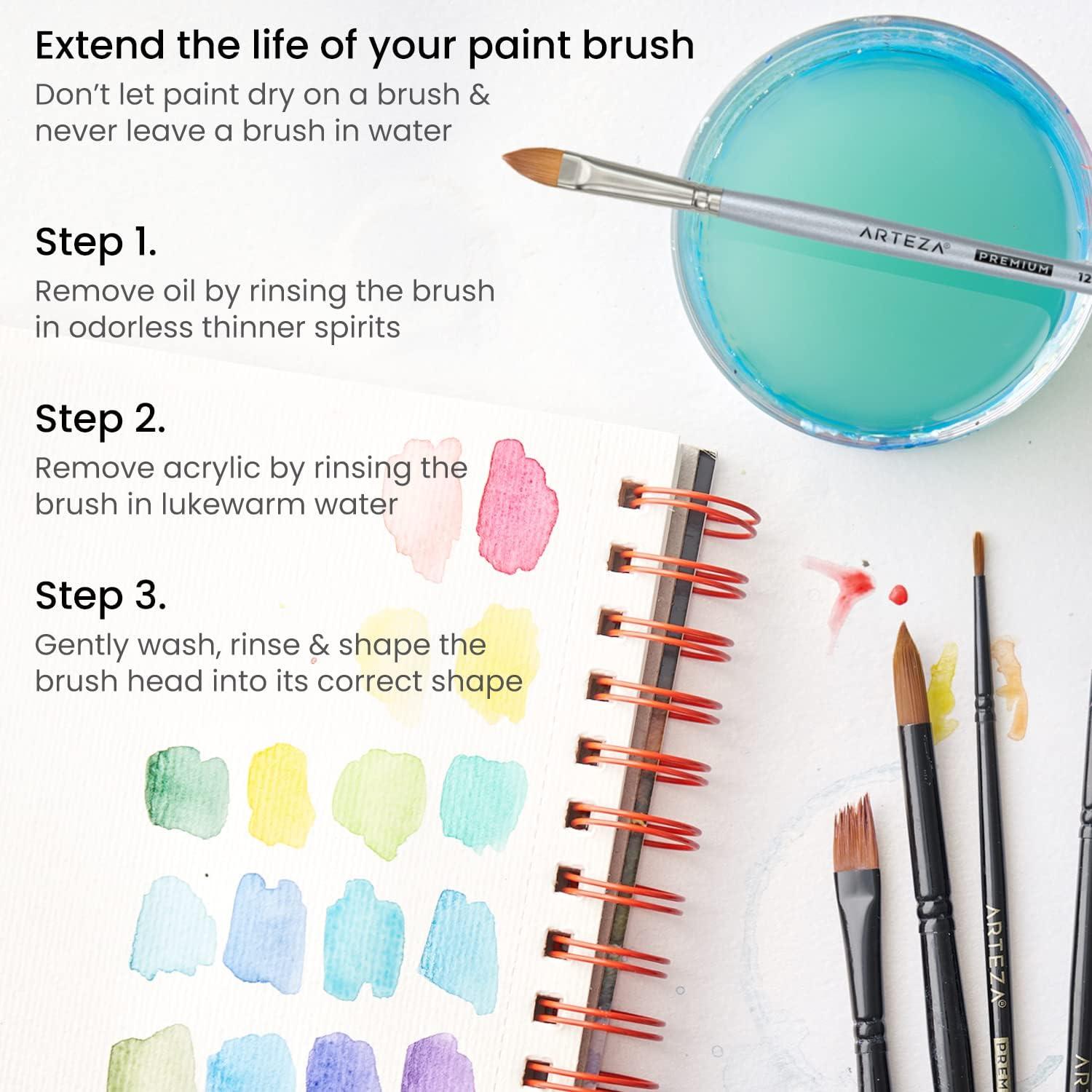 imageARTEZA Paint Brush Set 72 Brushes with Foam Flat ampamp Detail Tips Mixed Handles Art Brushes for Watercolor Acrylic on Canvas Paper or WoodWatercolor Brushes Set B