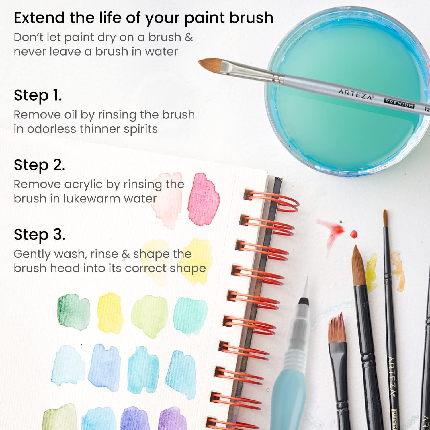 imageARTEZA Water Brush Pen Set of 4 Assorted Soft Nylon Bristle Tips SelfMoistening Water Brush Refillable Water PenSet of 4