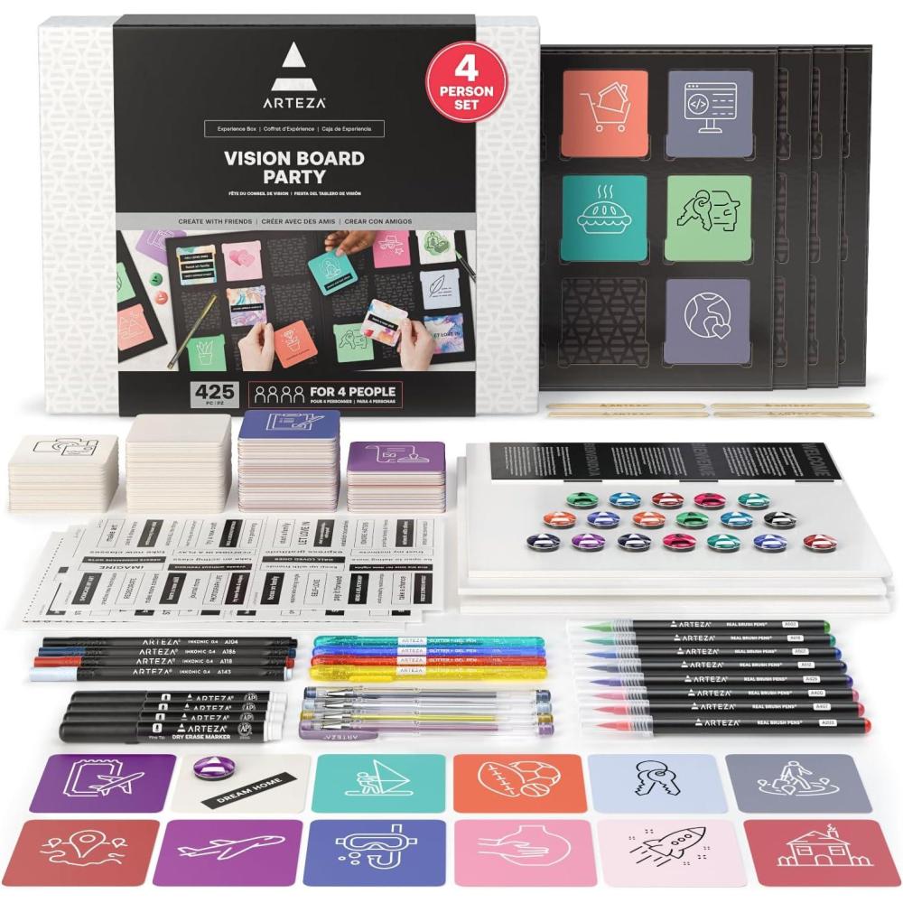 imageARTEZA Vision Board Kit Experience Box Creative Art ampamp Craft Set for Goal Setting Party Kit for Group Activities Business Planning Personal Development Art Supplies Craft Supplies
