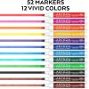 ARTEZA Dry Erase Markers Bulk Pack of 52, 12 Assorted Colors, Low-Odor Ink Whiteboard Pens with Chisel Tip, Office Supplies for Classroom, Home & Teachers(52 Colors)