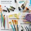 ARTEZA Paint Brush Set, 72 Brushes with Foam, Flat & Detail Tips, Mixed Handles, Art Brushes for Watercolor, Acrylic on Canvas, Paper or Wood(35 Craft Brushes)