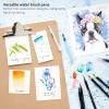 ARTEZA Water Brush Pen, Set of 4, Assorted Soft Nylon Bristle Tips, Self-Moistening Water Brush, Refillable Water Pen(Set of 4)