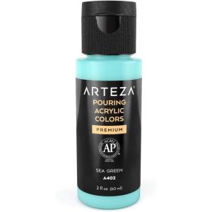 ARTEZA Acrylic Pouring Paint, 8 oz (236 ml), A400 Carnation Pink, High-Flow Acrylic Paint, No Mixing Needed, Paint for Pouring on Canvas, Glass, Paper, Wood, Tile, and Stones(Sea Green)
