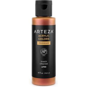 ARTEZA Iridescent Acrylic Paint, Zesty Orange, 118 ml Bottle, Heavy Body Acrylic Paint, Professional Art Supplies for Acrylic Painting(A702 Shady Orange)