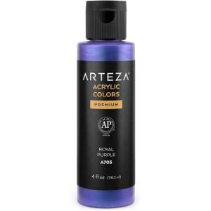 ARTEZA Iridescent Acrylic Paint, Zesty Orange, 118 ml Bottle, Heavy Body Acrylic Paint, Professional Art Supplies for Acrylic Painting(A705 Royal Purple)