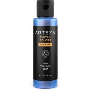 ARTEZA Iridescent Acrylic Paint, Zesty Orange, 118 ml Bottle, Heavy Body Acrylic Paint, Professional Art Supplies for Acrylic Painting(A707 Fairy Tale Blue)