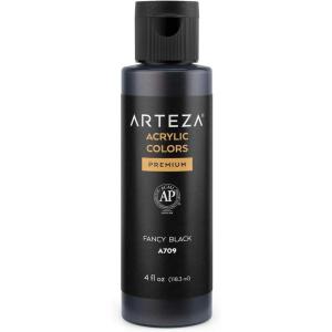 ARTEZA Iridescent Acrylic Paint, Zesty Orange, 118 ml Bottle, Heavy Body Acrylic Paint, Professional Art Supplies for Acrylic Painting(A709 Fancy Black)