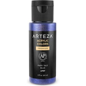ARTEZA Iridescent Acrylic Paint, Zesty Orange, 118 ml Bottle, Heavy Body Acrylic Paint, Professional Art Supplies for Acrylic Painting(B7 Fairytale Blue)