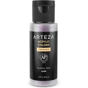 ARTEZA Iridescent Acrylic Paint, Zesty Orange, 118 ml Bottle, Heavy Body Acrylic Paint, Professional Art Supplies for Acrylic Painting(R1 Playful Pink)
