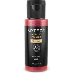 ARTEZA Iridescent Acrylic Paint, Zesty Orange, 118 ml Bottle, Heavy Body Acrylic Paint, Professional Art Supplies for Acrylic Painting(R4 Fiery Red)