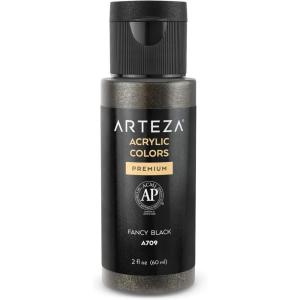 ARTEZA Iridescent Acrylic Paint, Zesty Orange, 118 ml Bottle, Heavy Body Acrylic Paint, Professional Art Supplies for Acrylic Painting(WG10 Fancy Black)