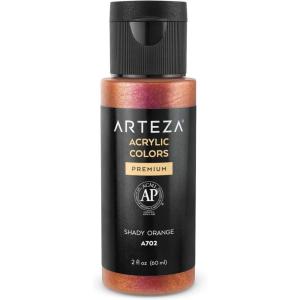 ARTEZA Iridescent Acrylic Paint, Zesty Orange, 118 ml Bottle, Heavy Body Acrylic Paint, Professional Art Supplies for Acrylic Painting(YR3 Shady Orange)