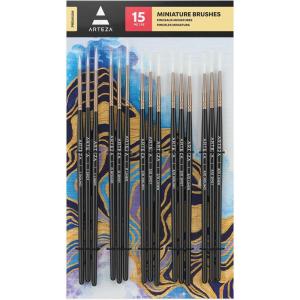 ARTEZA Paint Brush Set, 72 Brushes with Foam, Flat & Detail Tips, Mixed Handles, Art Brushes for Watercolor, Acrylic on Canvas, Paper or Wood(Detail Paint Brushes)