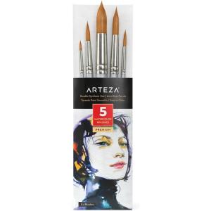 ARTEZA Paint Brush Set, 72 Brushes with Foam, Flat & Detail Tips, Mixed Handles, Art Brushes for Watercolor, Acrylic on Canvas, Paper or Wood(Watercolor Brushes Set A)