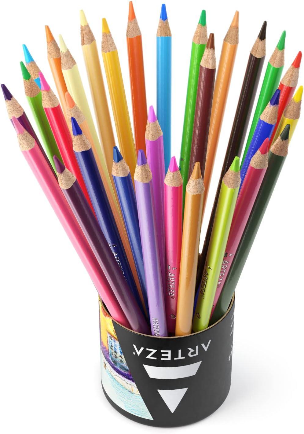 imageArteza Watercolor Colored Pencils For Adult Coloring Set of 49 Presharpened TriangularShaped Drawing Pencils for Teens and Adults Art Supplies for Sketching and Painting