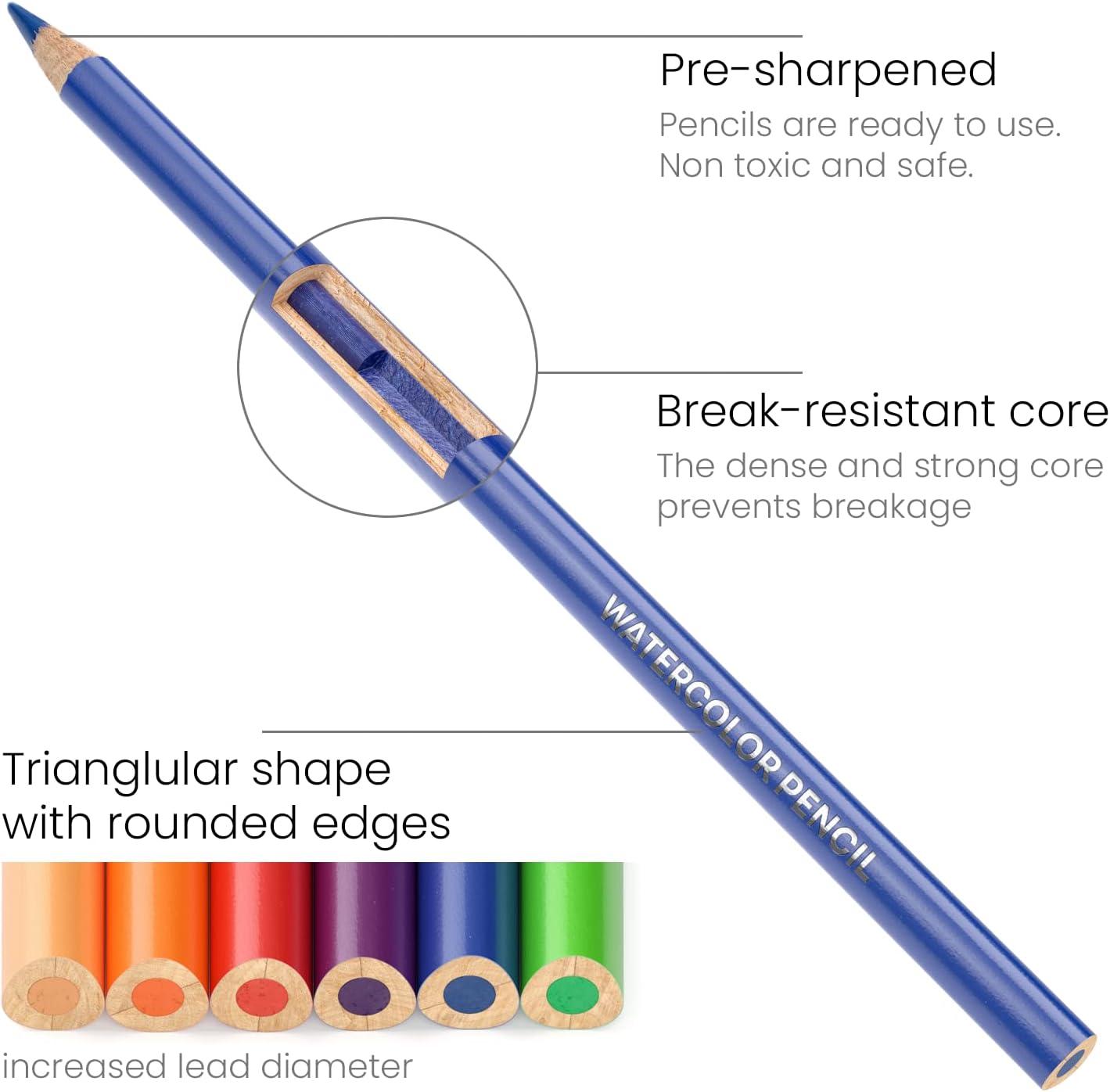 imageArteza Watercolor Colored Pencils For Adult Coloring Set of 49 Presharpened TriangularShaped Drawing Pencils for Teens and Adults Art Supplies for Sketching and Painting