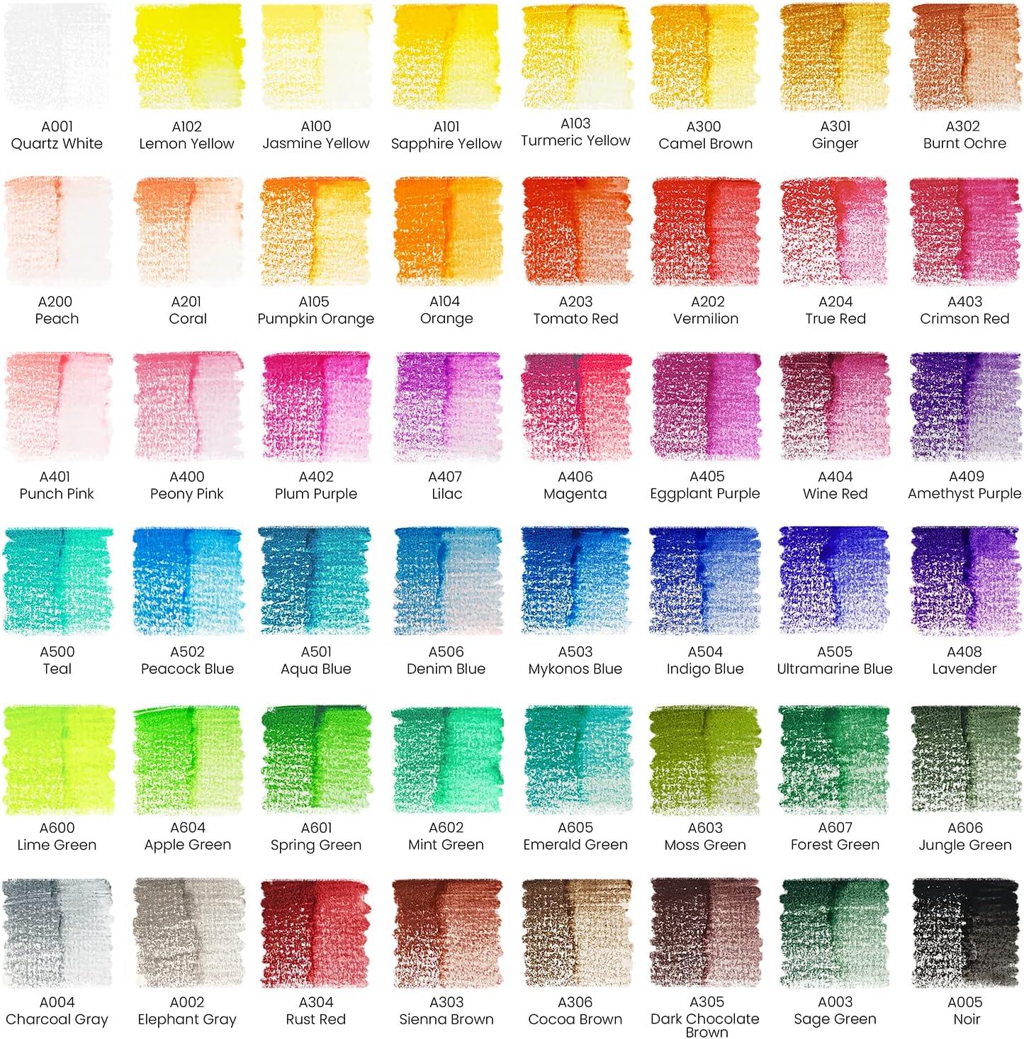 imageArteza Watercolor Colored Pencils For Adult Coloring Set of 49 Presharpened TriangularShaped Drawing Pencils for Teens and Adults Art Supplies for Sketching and Painting