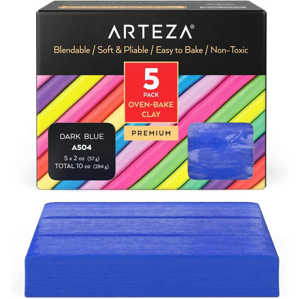 imageARTEZA Polymer Clay 10 Ounce Pack Honey A104 Soft OvenBake Clay Art Supplies for Crafts and Jewelry MakingDark Blue